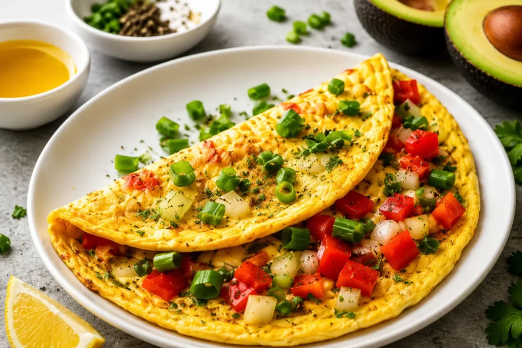 eiwitrijke omelet met groenten en olijfolie gezond ontbijt eiwitten energie omega balans