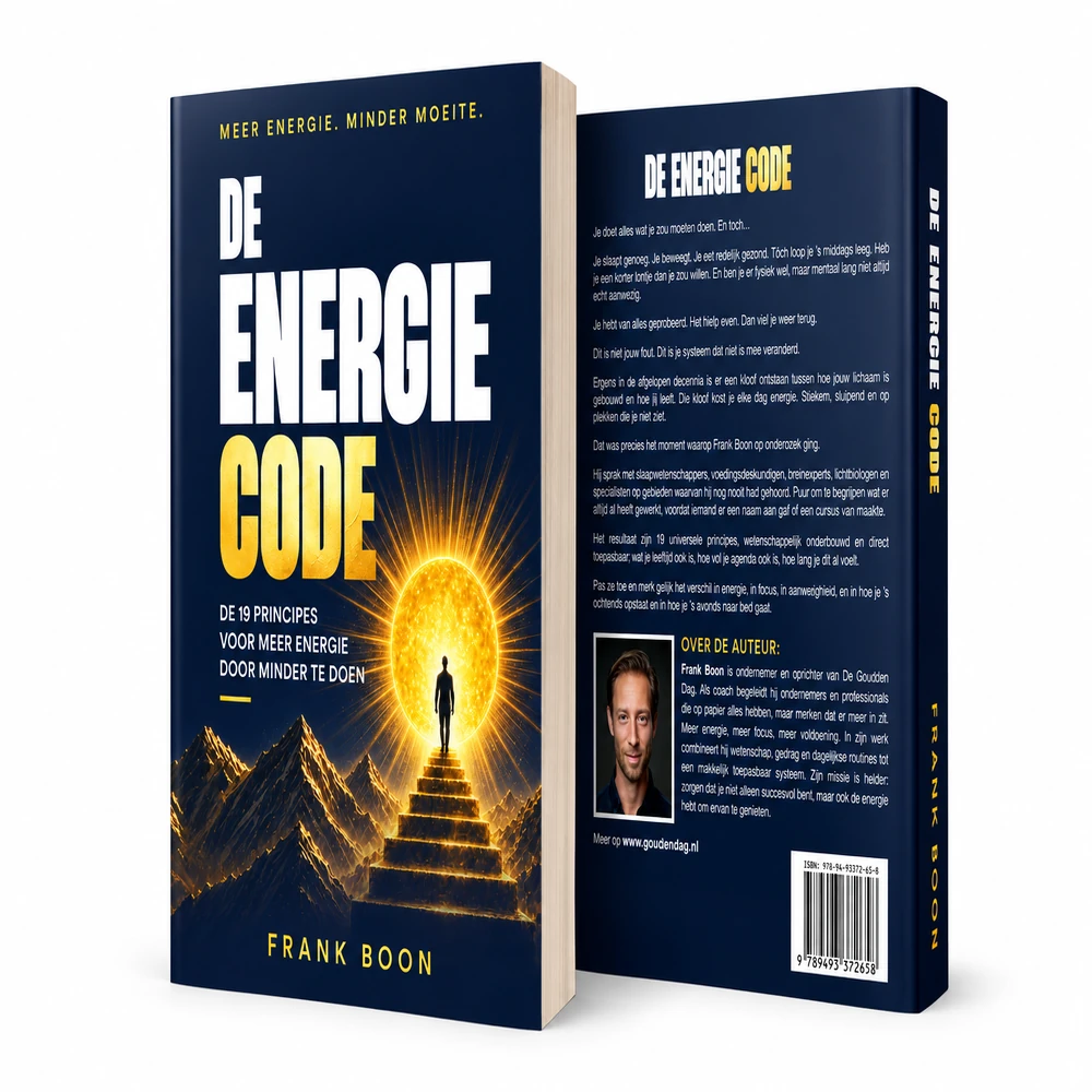 De Energie Code van Frank Boon – boek over 19 principes voor meer energie door minder te doen.